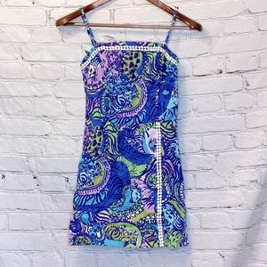 Lilly Pulitzer Blue Green Romper Dress Size 0 Excellent Condition